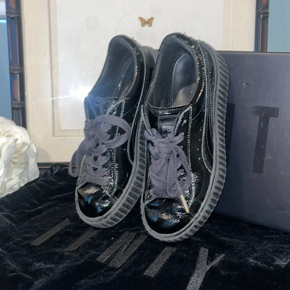 Puma x Fenty by Rihanna 'Creeper' Wrinkled Patent Leather Sneakers - sz 5.5 EUC